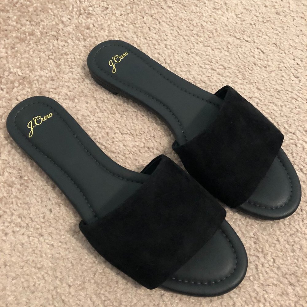J.Crew Black Suede Slide Sandal